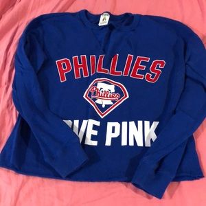 Vs pink Phillies open v neck cropped sweatshirt